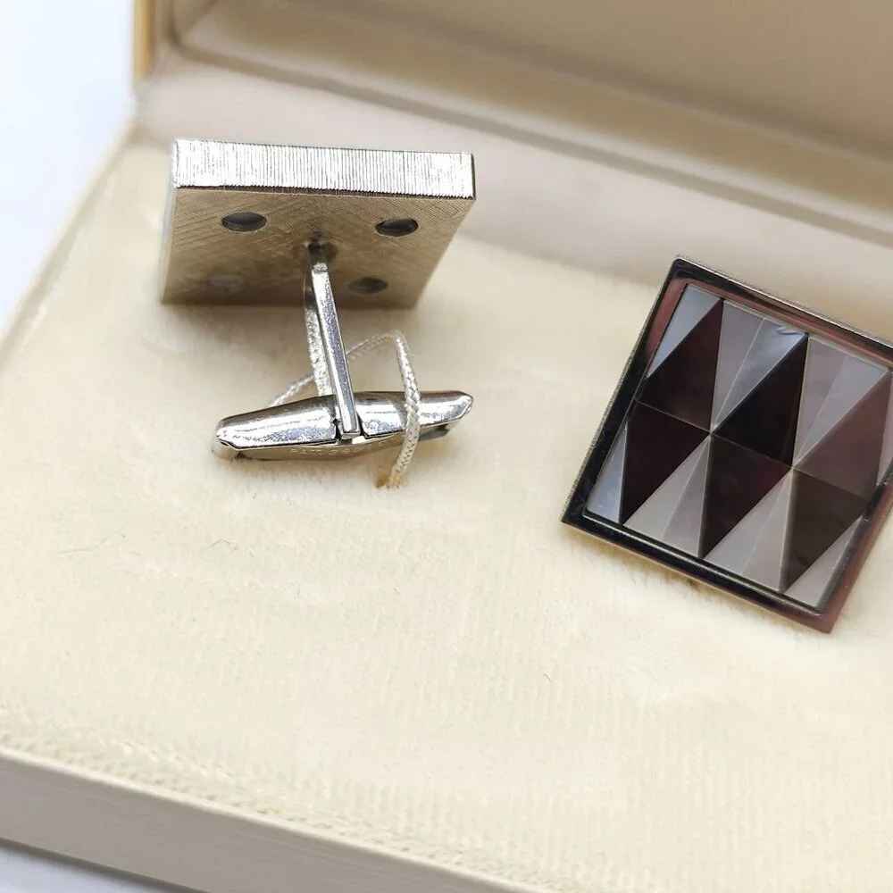 Vintage Cripps Mother Of Pearl Inlay Square Cufflinks